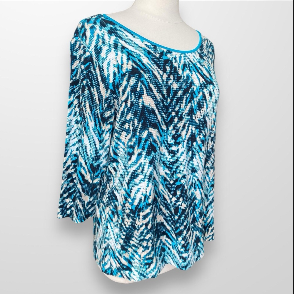 JM Collection Woman 1X Top Shirt Stretch Travel 3/4 Sleeve Scoop Neck Tunic - Picture 6 of 9